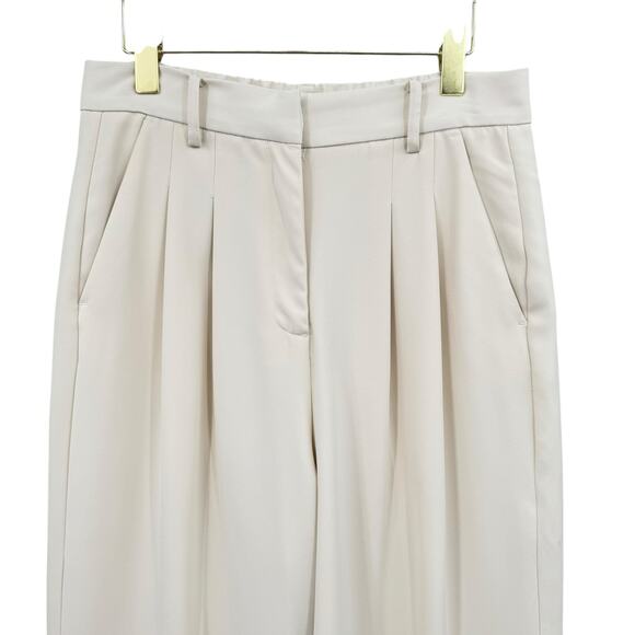 French Connection Cream Wide Leg Pleated High Waist Trouser Career Pants - Picture 4 of 11